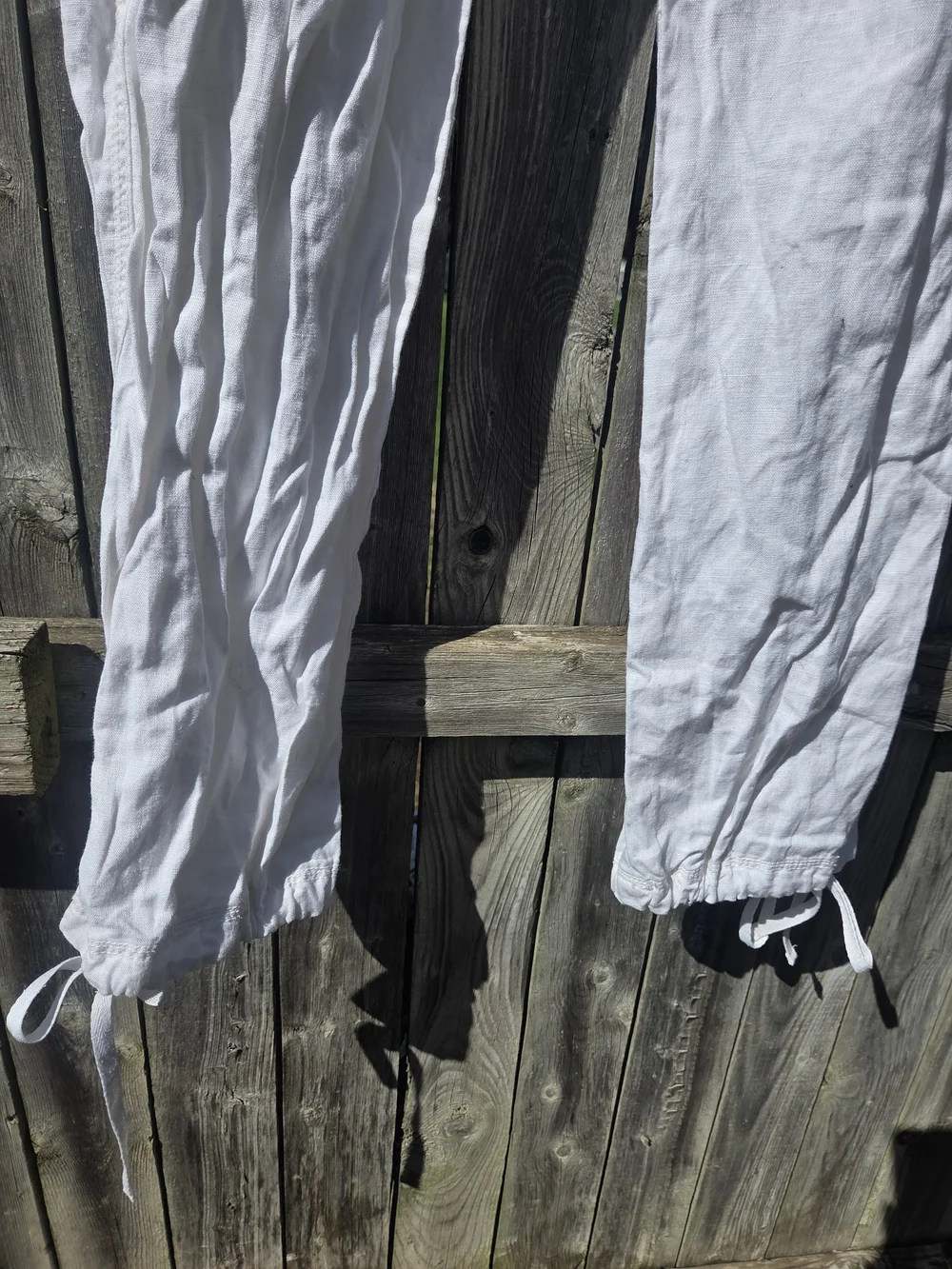 H&M Divided White Drawstring Linen Blend Women's Pants